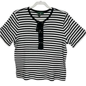 Lauren Ralph Lauren Stripe Short Sleeve Top Size 2X